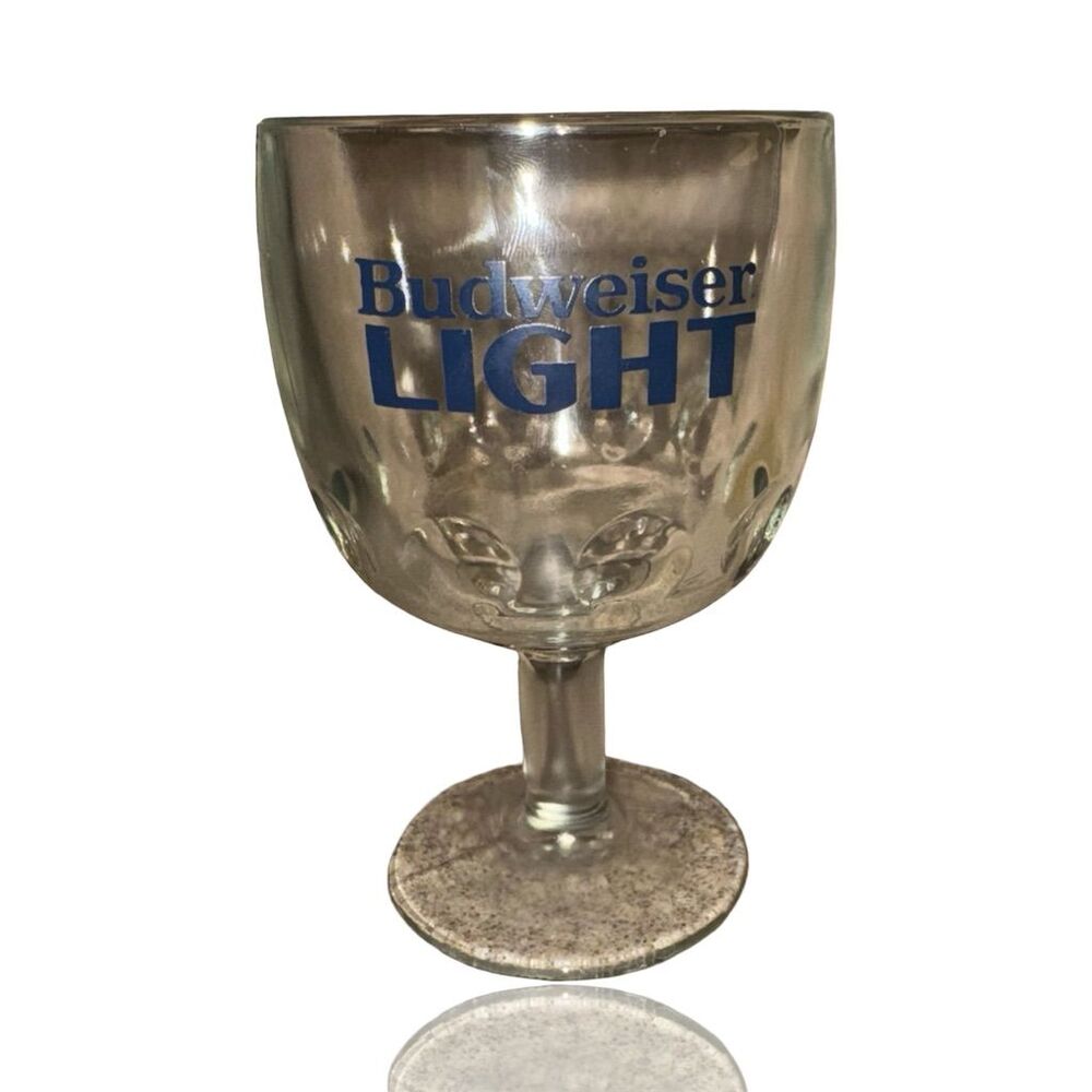 Vintage Budweiser Light Beer Goblet Thumbprint Design Rare 80’s Collectible